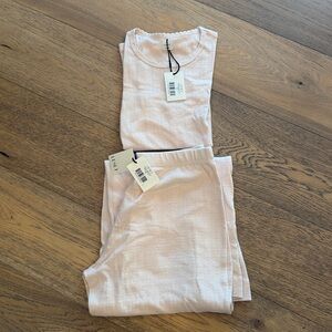 LESET NWT Pointelle Set: tee shirt and boxer pant Pink size Medium